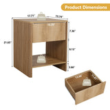 affeivul Modern Night Stand Set 2 with Drawer, Boho Nightstand for Bedroom, Small End Table with Storage, Living Room/Bed Side Table with Drawer for Small Spaces, Fluted Cabinet Wood Nightstand affeivul