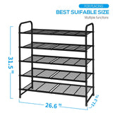Simple Trending 5-Tier Stackable Shoe Rack, Expandable & Adjustable Shoe Organizer Storage Shelf, Wire Grid, Black Simple Trending