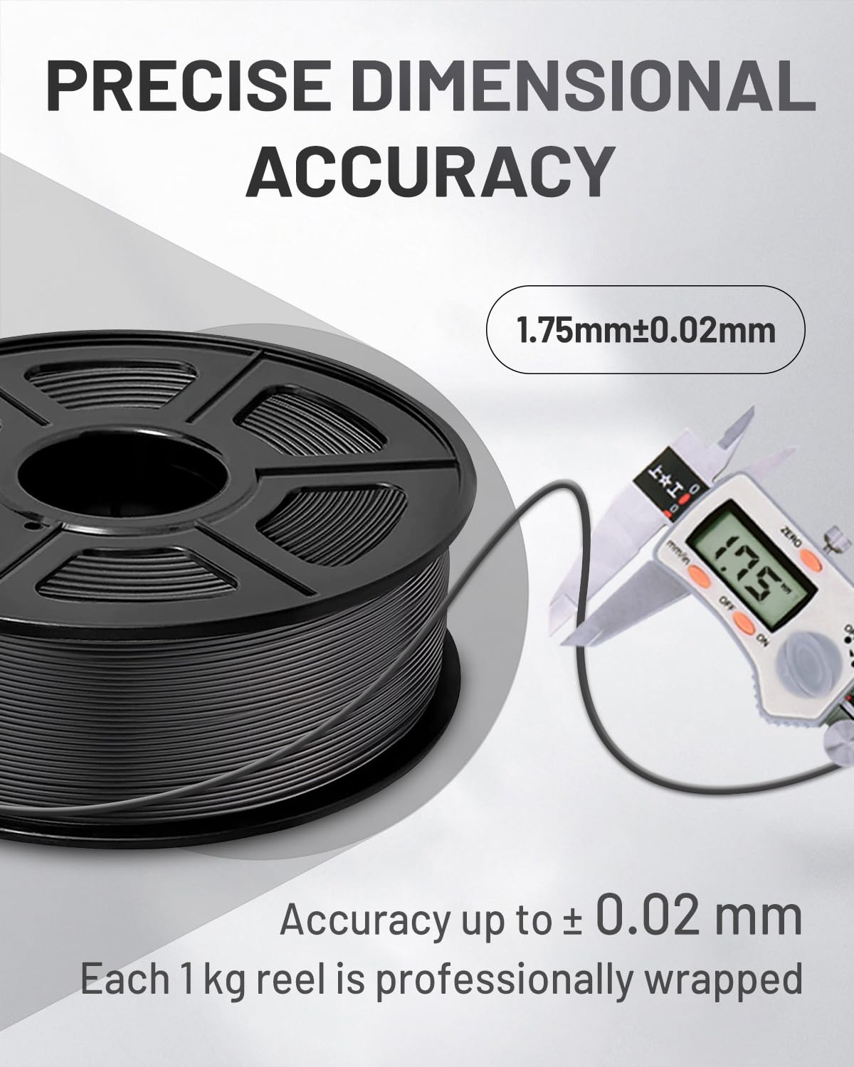 COLIDO ABS Filament 1.75mm,High Abrasion and Heat Resistance,no Clogging,Neat Winding,3D Printer Filament 1kg Spool (2.2lbs),Dimensional Accuracy +/- 0.02mm, Suitable for Most 3D Printers.(1-Black CoLiDo