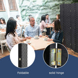 Room Divider 6FT Wall Divider Wood Screen 4 Panels Wood Mesh Hand-Woven Design Room Screen Divider Indoor Folding Portable Partition Screen,Black FDW