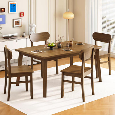 5-Piece Solid Wood Dining Table Set for 4, Dinette Set with Kitchen Table, 4 Solid Wood Chairs, Wood Legs, Modern Kitchen Table and Chairs Set of 4 for Dining Room