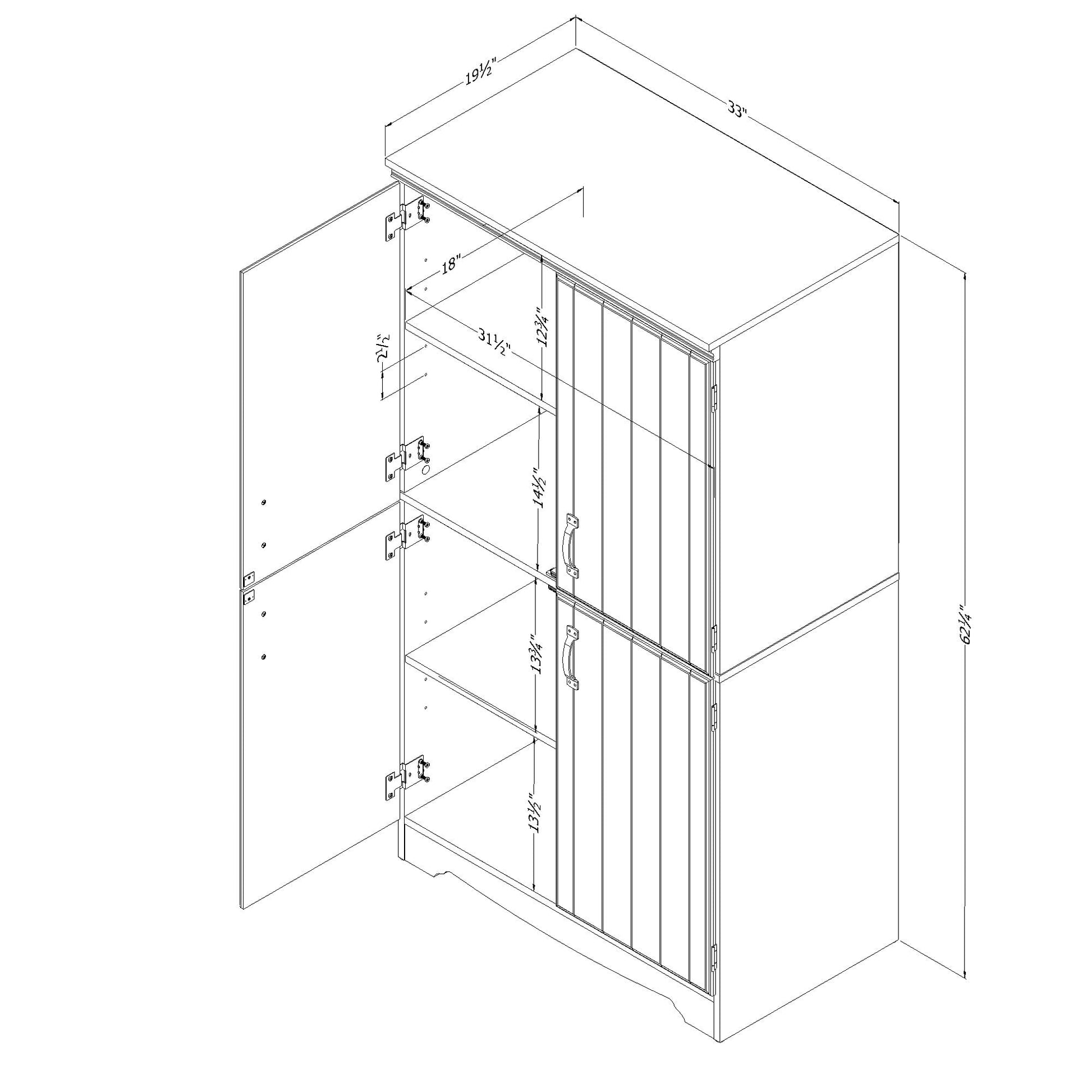 South Shore Farnel 4-Door Storage Cabinet-Pure White, Tall - WoodArtSupply