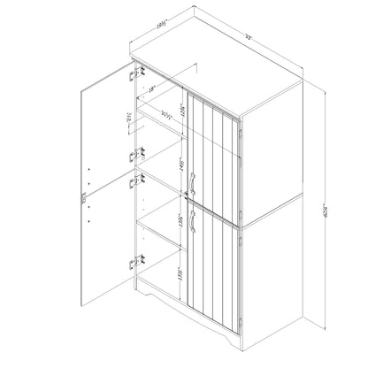 South Shore Farnel 4-Door Storage Cabinet-Pure White, Tall - WoodArtSupply