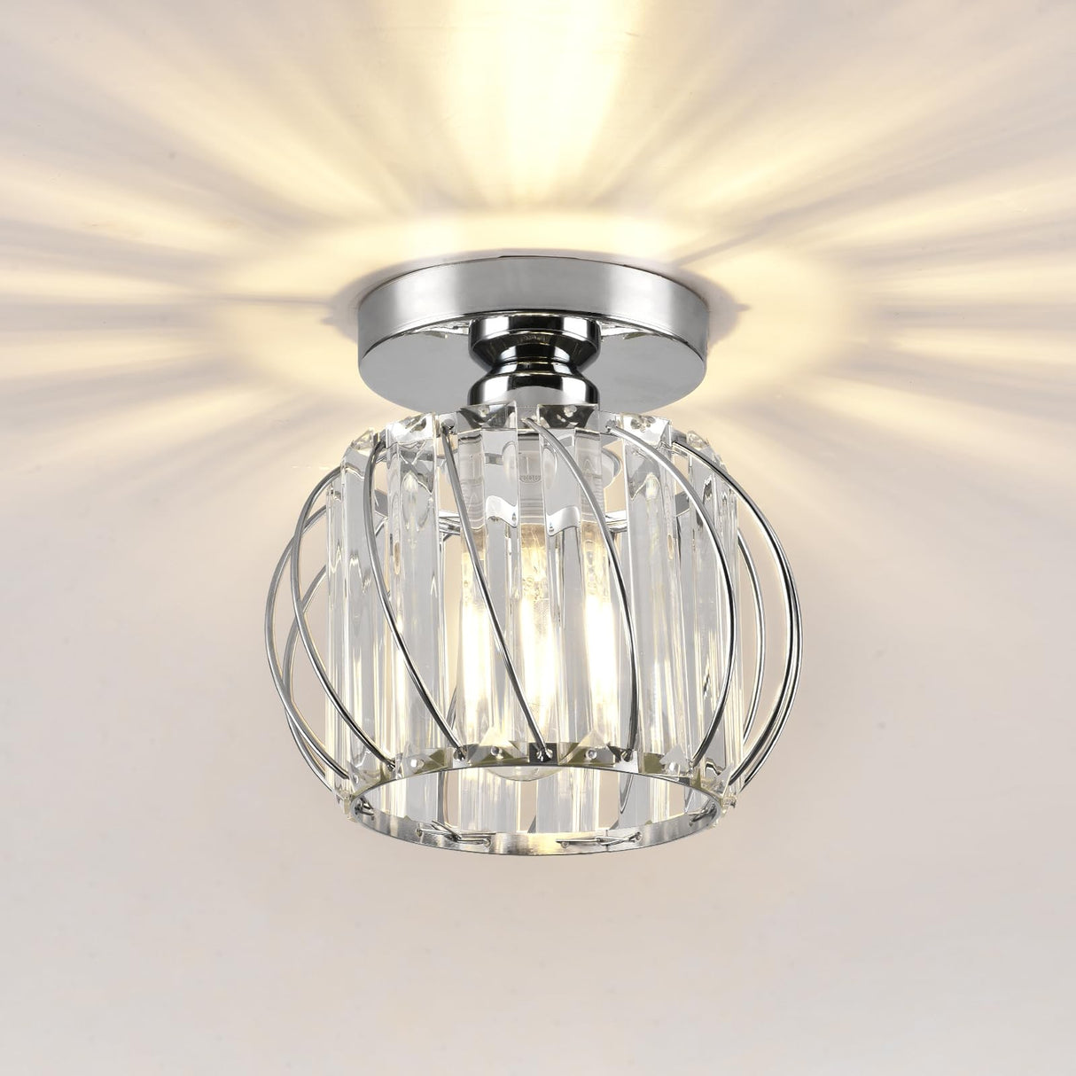 ZtuoYong Crystal Ceiling Light, Crystal Semi Flush Mount Ceiling Light Silver Crystal Chandelier for Kitchen Hallway Entrance Balcony Dining Rooms Living Rooms Bar Farmhouse … ZtuoYong