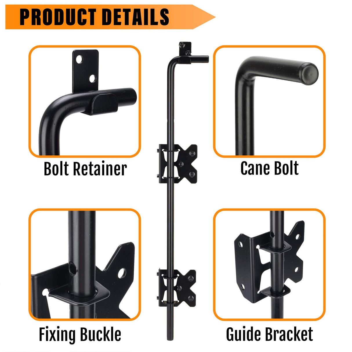 DJSUNPACKING Upgrade 24" Heavy Duty Cane Bolt Gate Drop Rod-Steel Gate Ground Latch Designed for Wood Metal Vinyl Gates or Double Doors Fence-2 Pack DJSUNPACKING