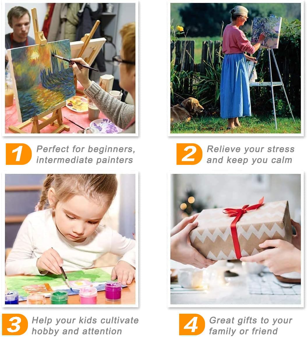 Axquilon 3 Packs Tarot Paint by Numbers Kit for Adults - Adult Paint by Number Kits on Canvas, Easy Adults' Paint-by-Number Kits for Gift Home Wall Decor 12x16in Axquilon