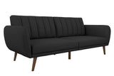 Novogratz Brittany 82 Inch Futon Sofa Bed, Upholstered Couch Sleeper with Tufted Back, Mid-Century Modern, Dark Gray Novogratz