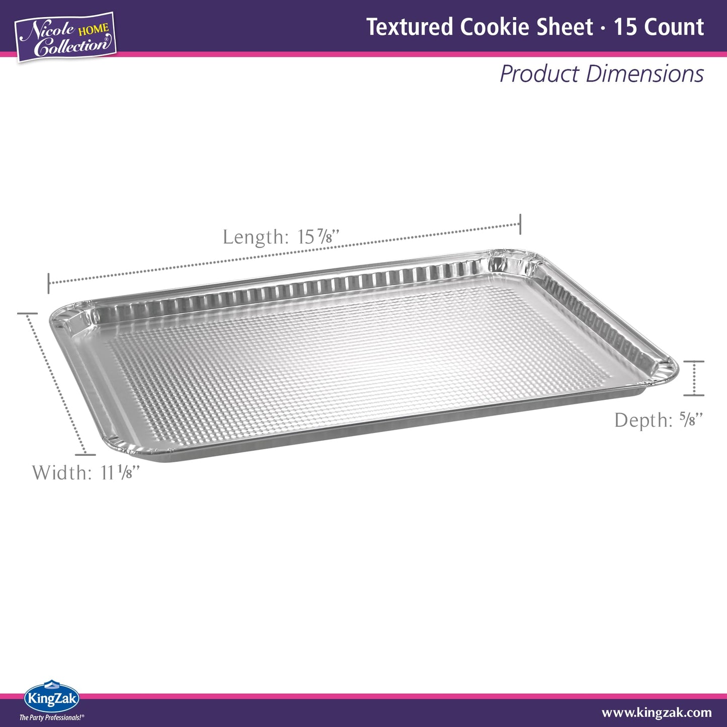 Aluminum Pans Half Size Textured Cookie Sheet 15 Count Durable Nonstick Baking Sheets 15.87" x 11" - Sheet Pan, Baking Tray, Cookie Sheets, Foil pans, Foil trays, Sheet Baking Pans