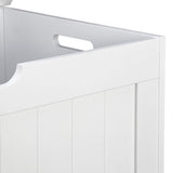 SUPER DEAL Storage Chest, 30 inches Chest Box Organizer with 2 Safety Hinges, Wooden Entryway Storage Bench, White SUPER DEAL