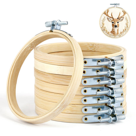 PEASUG 9 Pieces Embroidery Hoop, 3 Inch Small Wood Embroidery Hoops Frames, Bamboo Circle Cross Stitch Hoop Ring for Embroidery Art Craft Sewing PEASUG