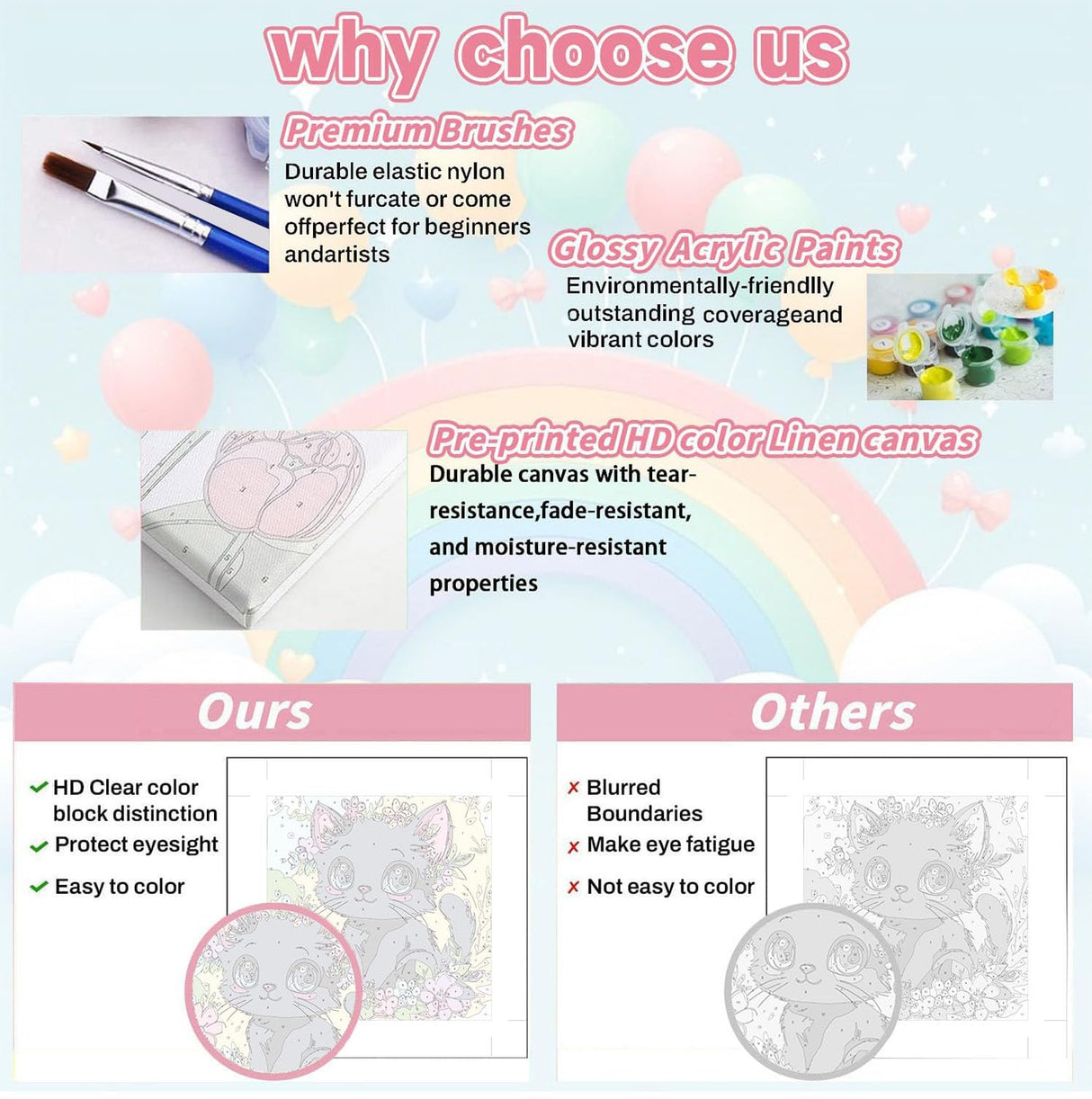 YarnWhimsy 4 Pack Paint by Numbers Kit for Kids with Frame- Animals Paint by Numbers for Kids Ages 4 8 12, Easy Owl Cat Sloth Zebra DIY Acrylic Oil Painting Kits for Home Wall Decor(8X8inch) YarnWhimsy