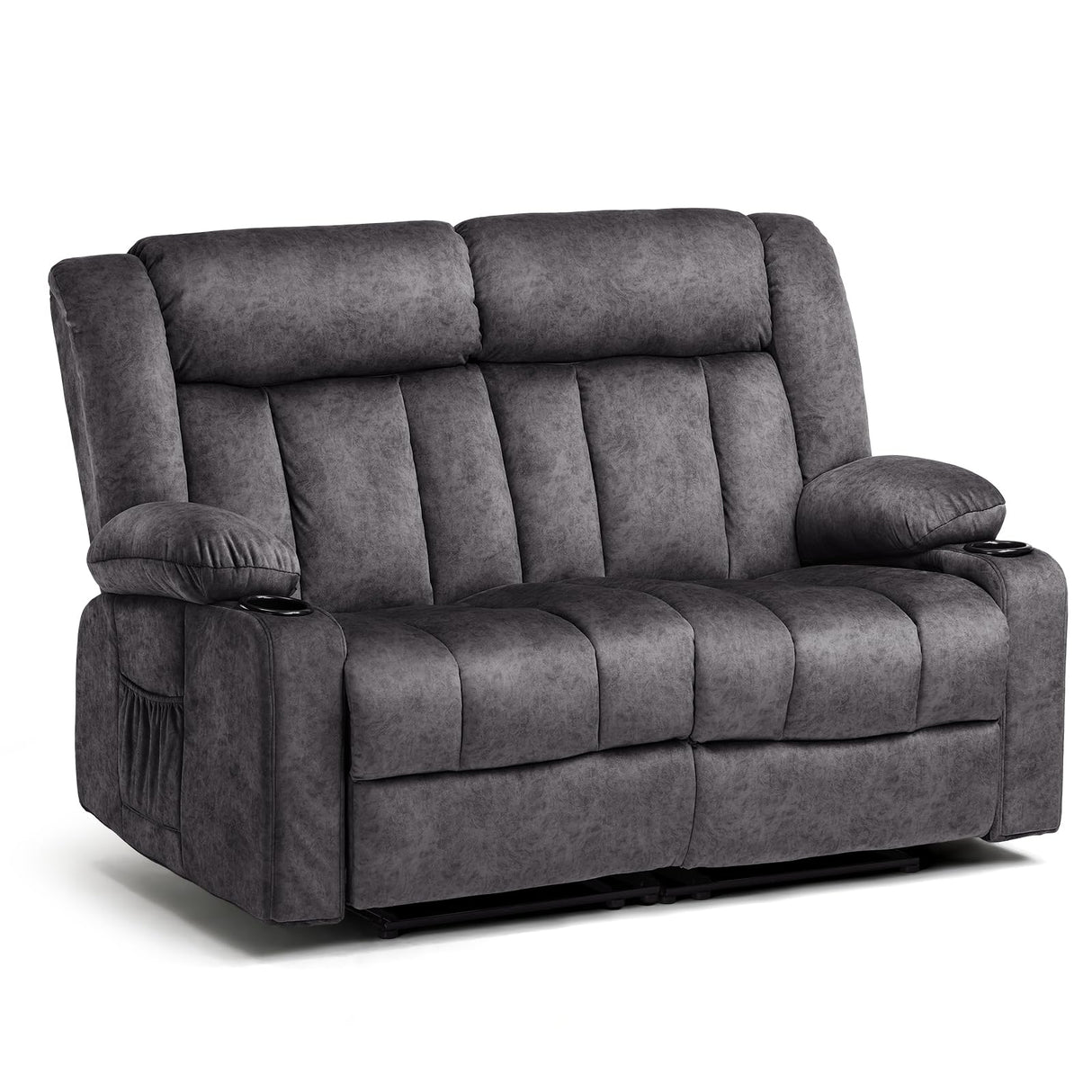COMHOMA Manual Recliner Couch，Fabric Reclining Sofa Chair with Cup Holders, Upholstered ReclinerChair Set with Side Pockets Suitable for Living Room Furniture (2) COMHOMA