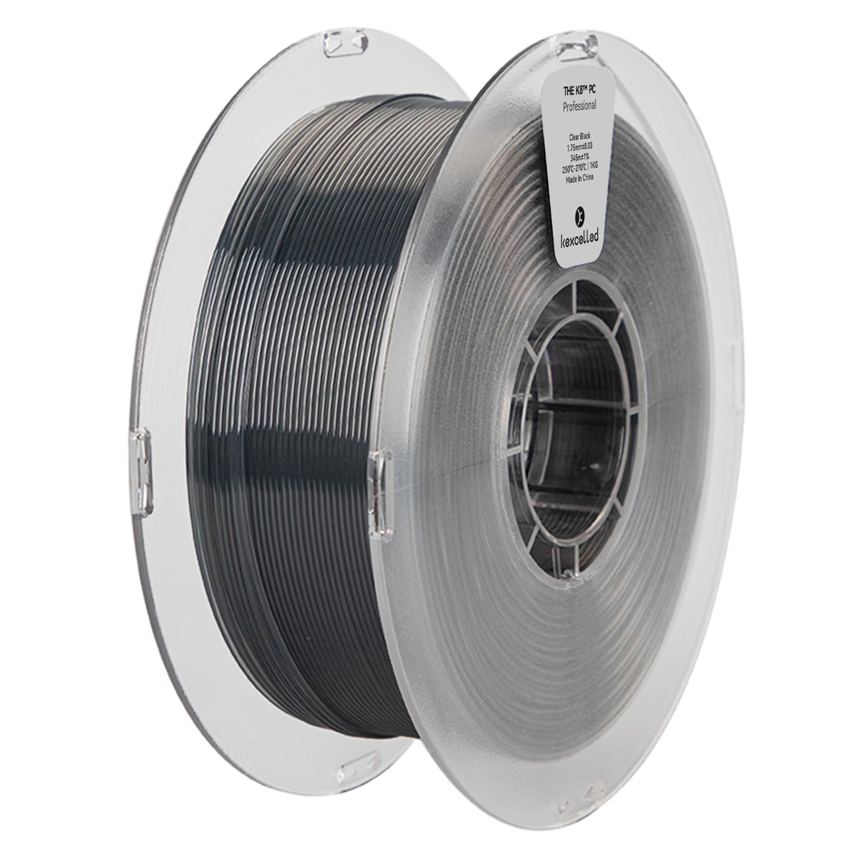 kexcelled PC Filament 1.75mm 1kg,Clear Black Polycarbonate Filament 1.75 with Tough and Heat Resistant,PC 3D Printer Filament Dimensional Accuracy +/- 0.03mm kexcelled