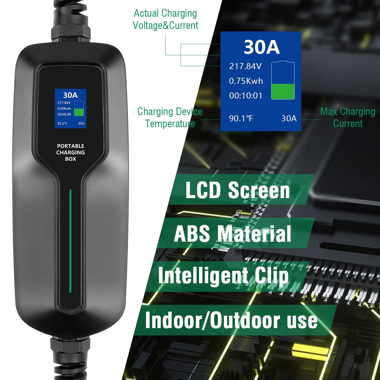 LEFANEV EV Charger Level 2,(NEMA 10-30, 30A/25ft,6.6KW) Portable Electric Vehicle Charging Station for Electric and Hybrid Vehicles LEFANEV
