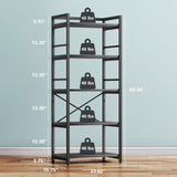 Denkee 5-Tier Bakers Rack for Kitchen with Storage, Industrial Microwave Stand Shelf, Coffee Bar for Small Spaces, Free Standing Kitchen Storage Shelf Rack, 23.62" L x 15.75" W x 60.24" H, Black Denkee