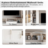 Mekminop 4-Piece Wall Unit TV Stand for TVs Up to 70", Modern Entertainment TV Wall Unit with Shelves, Large Wall Media Center for Living Room, White Mekminop