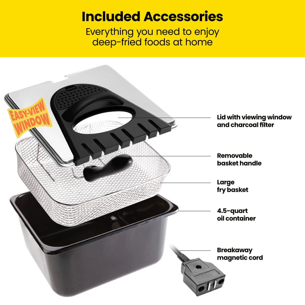 Chefman 4.5 Liter Deep Fryer w/Basket Strainer, XL Jumbo Size, Adjustable Temperature & Timer, Perfect for Fried Chicken, Shrimp, French Fries, Chips & More, Removable Oil-Container, Stainless Steel Chefman