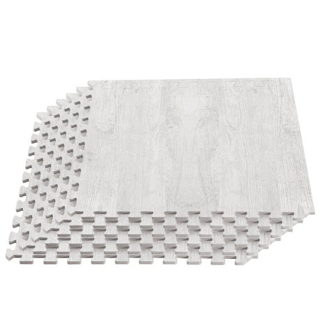 Forest Floor Farmhouse 3/8 Inch Thick Printed Foam Tiles, Premium Wood Grain Interlocking Foam Floor Mats, Anti-Fatigue Flooring – Stylish Flooring Solution, Porch Post White, 100 Sq Ft We Sell Mats