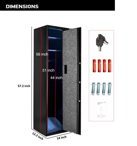 Quicktec Larger and Deeper Rifle Safe, New and Improved Gun Safe for 5-6 Rifles and Shotguns for Home, Quick Access Gun Storage Cabinet (w or w/o Scope) with Pistol Lockbox Silent Mode quicktec