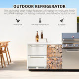 Garvee 24 Inch Outdoor Drawer Fridge, Counter Double Drawer Beverage Refrigerator, 5.2 Cu.Ft. Weather Proof Stainless Steel Built-in Fridge for Residential Commercial Use Black Garvee