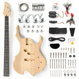 Ktaxon DIY Electric Guitar Kit, 46Inch DIY Bass Guitar Kit with Mahogany Body, Solid Wood Fingerboard and Maple Neck, Easy Installation & All Accessories Included to Build Your Own Guitar(Flame) Ktaxon