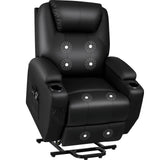 JUMMICO Power Lift Recliner Chair with Massage for Elderly PU Leather Modern Reclining Sofa Chair with Cup Holders, Remote Control, Adjustable Furniture (Black) JUMMICO