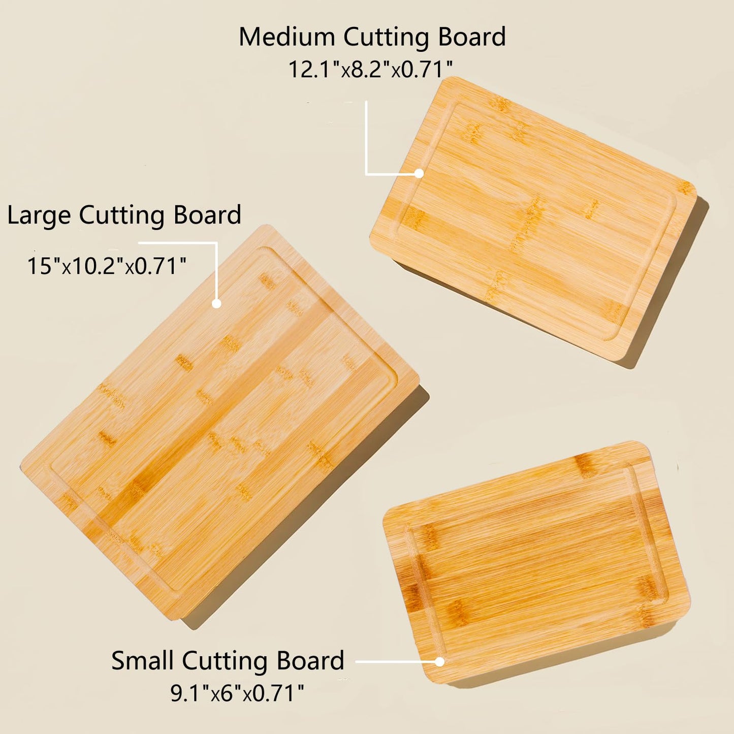 Cutting Boards for Kitchen,Wood Cutting Board Set of 3,Thick Wooden Chopping Board with Holder,Bamboo Cutting Boards Dishwasher Safe, Butcher Block Cutting Board for Meat