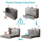 CECER Full Size Murphy Bed with Tri-Folding Mattress，Murphy Bed with Charging Station and 2 Large Storage Drawers for Small Spaces/Bedroom（Grey） CECER