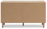 Signature Design by Ashley Cielden Coastal 6-Drawer Dresser, Bronze-Tone Knobs, Safety Stop, Textured Cane Details, 62.01" W x 19.65" D x 35.67" H, Light Brown Signature Design by Ashley