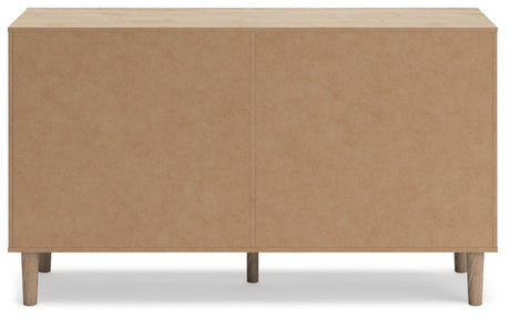 Signature Design by Ashley Cielden Coastal 6-Drawer Dresser, Bronze-Tone Knobs, Safety Stop, Textured Cane Details, 62.01" W x 19.65" D x 35.67" H, Light Brown Signature Design by Ashley