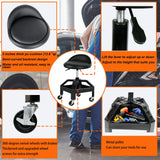 RCIACRHT Rolling Garage Shop Seat,Garage Stool with Wheels,Heavy Duty Mechanic Stool 350 Lbs Capacity Storage with Tool Tray,Lockable 360°Wheels,Adjustable Heigh Workshop Stool RCIACRHT