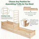 Giantex Raised Garden Bed with Trellis, Set of 2 Wood Shallow & Deep Planter Box for Climbing Plants Cucumber Vegetables Flowers Herbs Fruits, Easy Assembly, Outdoor Rectangular Floor Gardening Beds Giantex