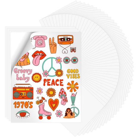 HTVRONT Sublimation Sticker Paper - 50 Pcs Glossy White Waterproof Sublimation Stickers 8.5 * 11in for Decoration HTVRONT