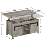 SEDETA Lift Top Coffee Table, 4 in 1 Multi-Function Convertible Coffee Tables with Storage and Hidden Compartment, Farmhouse Coffee Table Converts to Dining Table for Living Room, Grey SEDETA