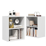 Tangkula 2-Tier Bookshelf, Open Shelf Bookcase with 7-Position Adjustable Shelf, Multifunctional Wooden Cubby Storage Display Shelf for Home Office Study Living Room (White, 1) Tangkula