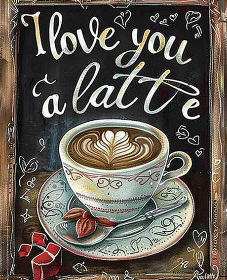 MaiYiYi Coffee Latte Diamond Painting Kits, 5D Full Round Diamond Art, I Love You a Latte Diamond Painting Dots Kit Kitchen Wall Decor for Adult Beginners Coffee Latte Lovers (12 x 16 inches) MaiYiYi