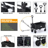 KOMSURF Foldable Utility Wagons Heavy Duty Folding Grocery Cart on Wheels, 200 lbs Capacity with Side Pockets for Garden, Shopping, Sporting and Beach Outdoor Use KOMSURF