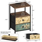 Tohomeor Nightstand with Charging Station USB Outlet and LED Light End Table Dresser with 2 Fabric Drawers Open Storage Shelf for Bedroom Living Room Sofa Beside (1, Multi) Tohomeor