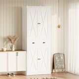 IRONCK Kitchen Pantry Storage Cabinet 83.9" H, with Barn Doors, Drawer, 4 Adjustable Shelves, Freestanding Cupboard for Dining Room Living Room, Laundry, White IRONCK