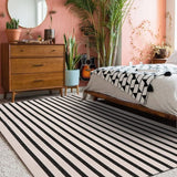 LEEVAN Black and White Striped Area Rug 3x5 ft Outdoor Patio Rugs Woven Washable Farmhouse Floor Carpet Front Porch Doormat for Bedroom/Courtyard/Laundry Room/Living Room LEEVAN