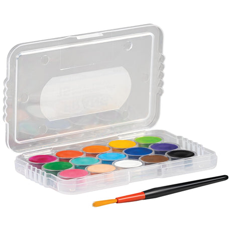Prang Mini Watercolor Paint Sets, (Bulk Pack of 24) Palette Tray and Brush, 15 Assorted Colors, Art Party Favors, Prizes, Stocking Stuffers Prang
