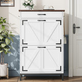 Shoe Cabinet Storage for Entryway Hidden Shoes Storage Cabinet with 2 Flip Drawers, Farmhouse Narrow Shoe Rack Cabinet Slim Free Standing Shoe Organizer Cabinet for Door Entry, Foyer, Hallway, White Jocoevol