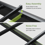 Feonase Floating Bed Frame King with Led Lights and Charging Station, Wood Full Size Bed Frame with Storage Headboard, Heavy Duty Metal Slats, No Box Spring Needed, Easy Assembly,Black Feonase