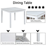 Dining Table Set With Crystal Decoration And Upholstered Chairs