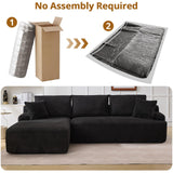 106 in Modular Sectional Sofa, L-Shaped Boneless Cloud Couch with Deep Seat, Comfy Corduroy Upholstered Sleeper Sofa for Living Room, Memory Foam, No Assembly Required, Right-Facing Chaise, Black GarveeHome