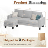 Homall Sofa for Living Room, Couch with Convertible Chaise, 3 Seat L-Shaped Sofas, Comfy Fabric Couches for Apartment, Small Space, Pale Gray Homall
