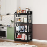 jarrvz 4 Tier Microwave Stand, Large Bakers Racks for Kitchens, Height Adjustablebakers Shelf, Coffee Bar for Living Room Rustic Black jarrvz