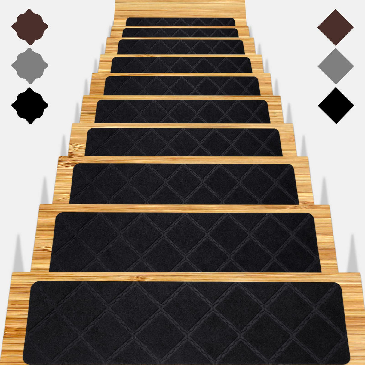 Stair Treads for Wooden Steps 15pcs - 8x30in Carpet Stairs Runner Indoor Non-Slip Stair Mats for Kids Elders and Pets Gmonby