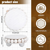 2 Pcs Wooden Risers for Displays Round Wood Riser Distressed Wood Risers Farmhouse Pedestal Display Stand Rustic Pedestal Stand Decor Beaded Display Risers for Tiered Trays Home (White, 3.94 Inch) Yookeer