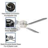 RecPro RV 12V Ceiling Fan | 4-Blade | 4-Speed | Near Silent Operation | Reversing Direction Wall Control (Brushed Nickel: Black Blades, 36") RecPro